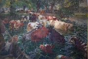 Emile Claus Cows crossing the Lys River USA oil painting artist